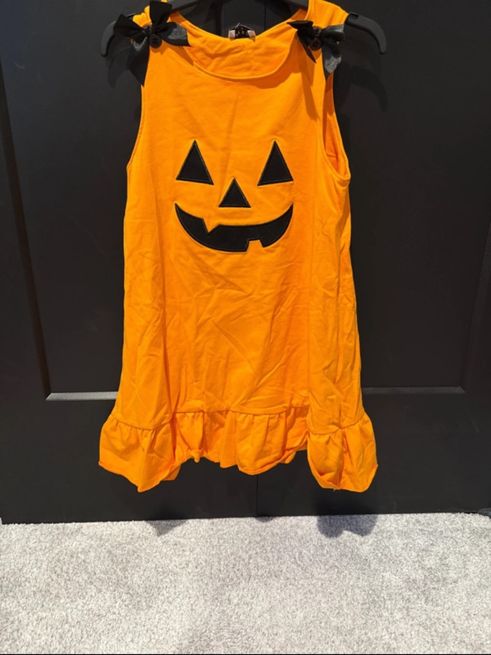Girls Orange Jack-O'-Lantern Ruffle Halloween Dress